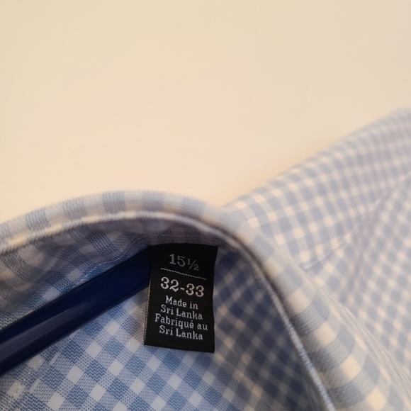 Nordstrom men's dress shirt, size 15.5, blue and white gingham - Picture 4 of 4